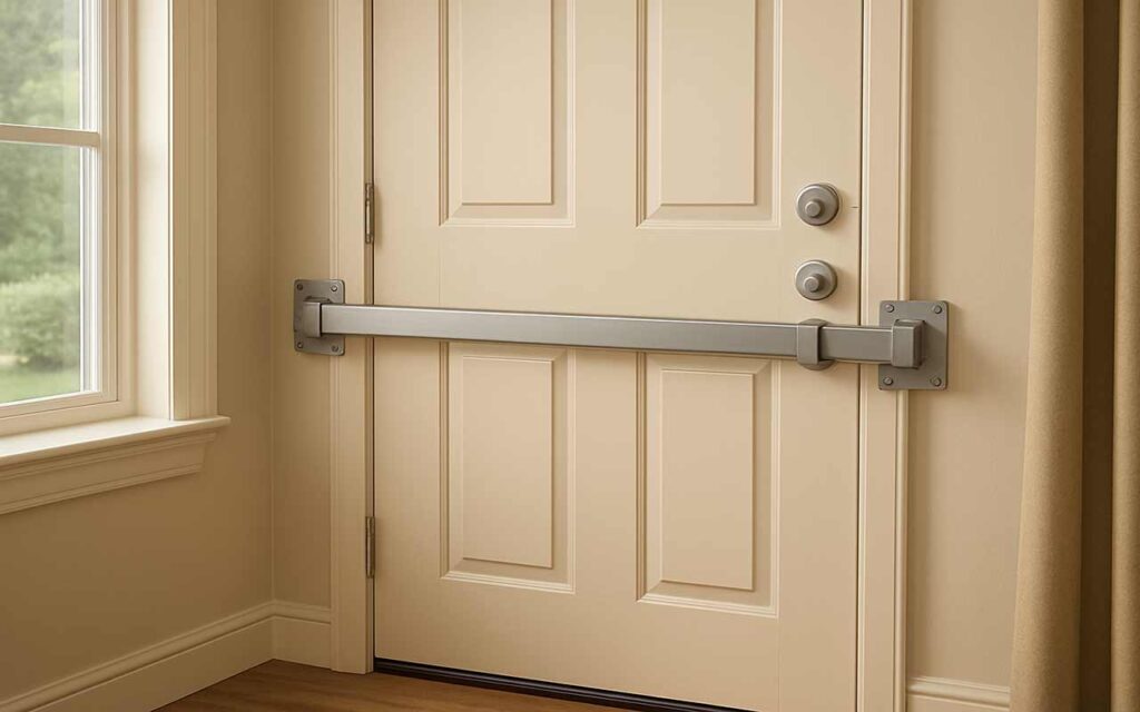 Barre de sécurité pour renforcer une porte d’entrée